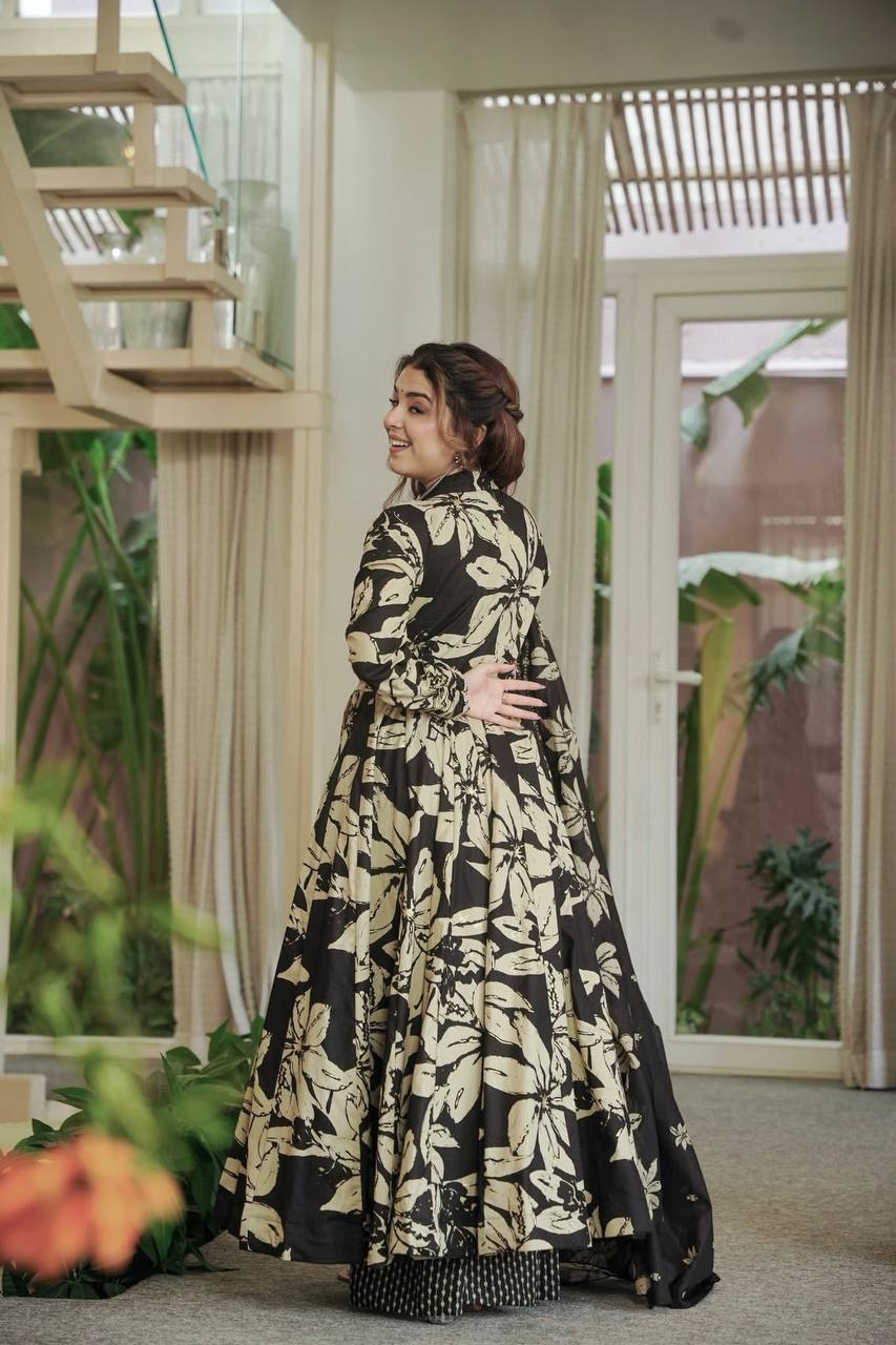 Crimson Noir Floral Couture Set